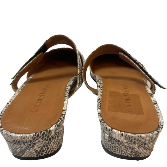 L’AMOUR DES PEIDS Black/White Reptile Baruk Mules - Picture 7 of 8